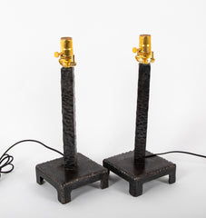 Pair of Brutalist Candlesticks as Lamps