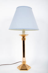 Solid Polished Brass Hexagonal Candlestick Now a Lamp    Six Available