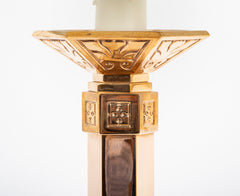 Solid Polished Brass Hexagonal Candlestick Now a Lamp    Six Available