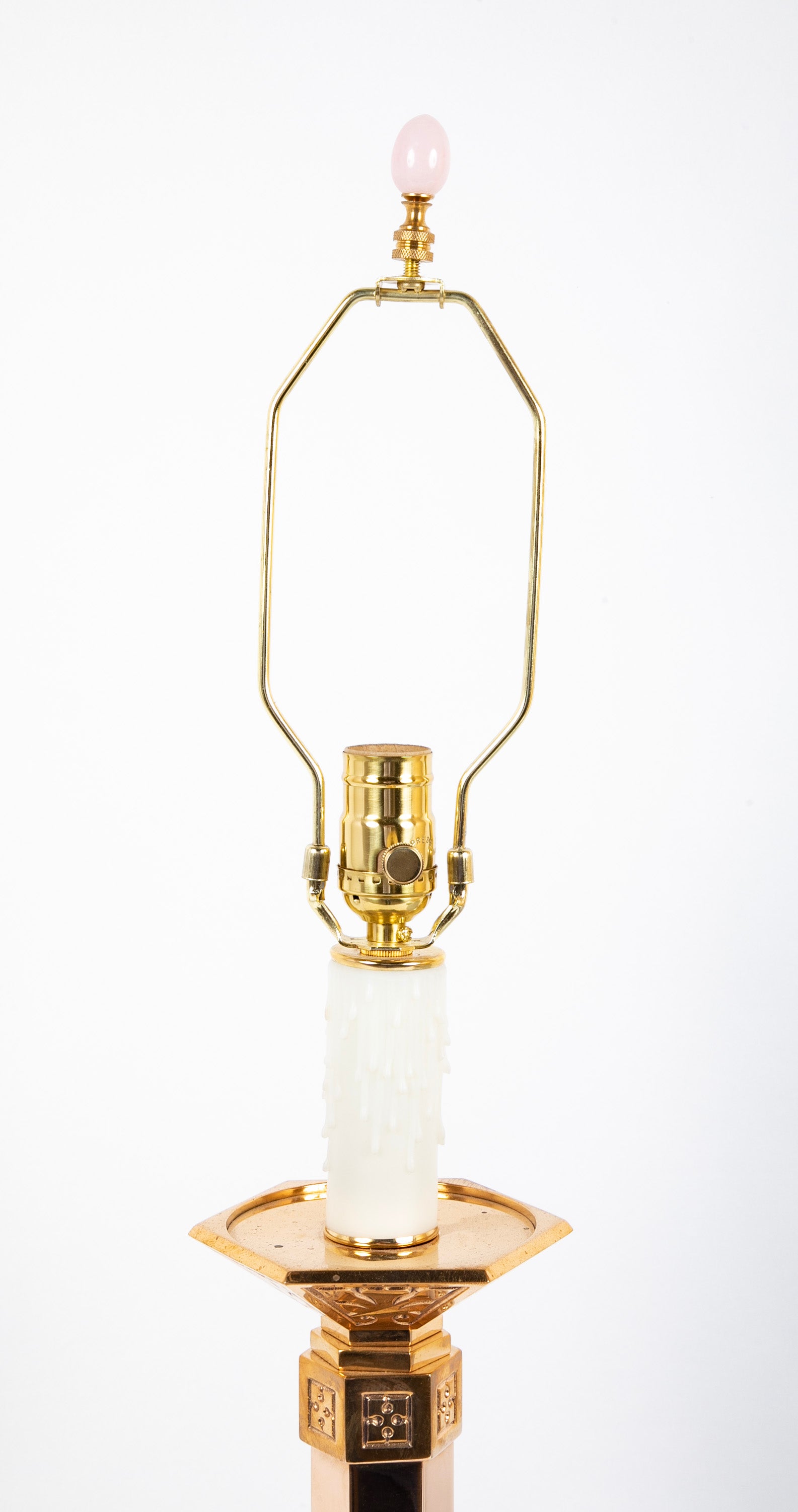 Solid Polished Brass Hexagonal Candlestick Now a Lamp    Six Available