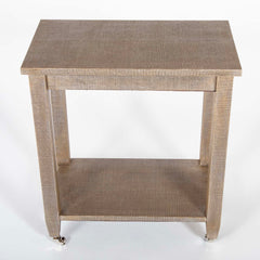 Mid-Century 2 Tier Linen Wrapped Table - Possibly Karl Springer