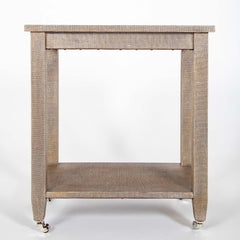 Mid-Century 2 Tier Linen Wrapped Table - Possibly Karl Springer