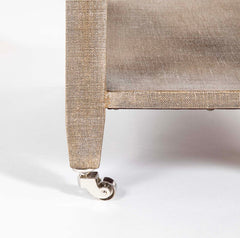 Mid-Century 2 Tier Linen Wrapped Table - Possibly Karl Springer