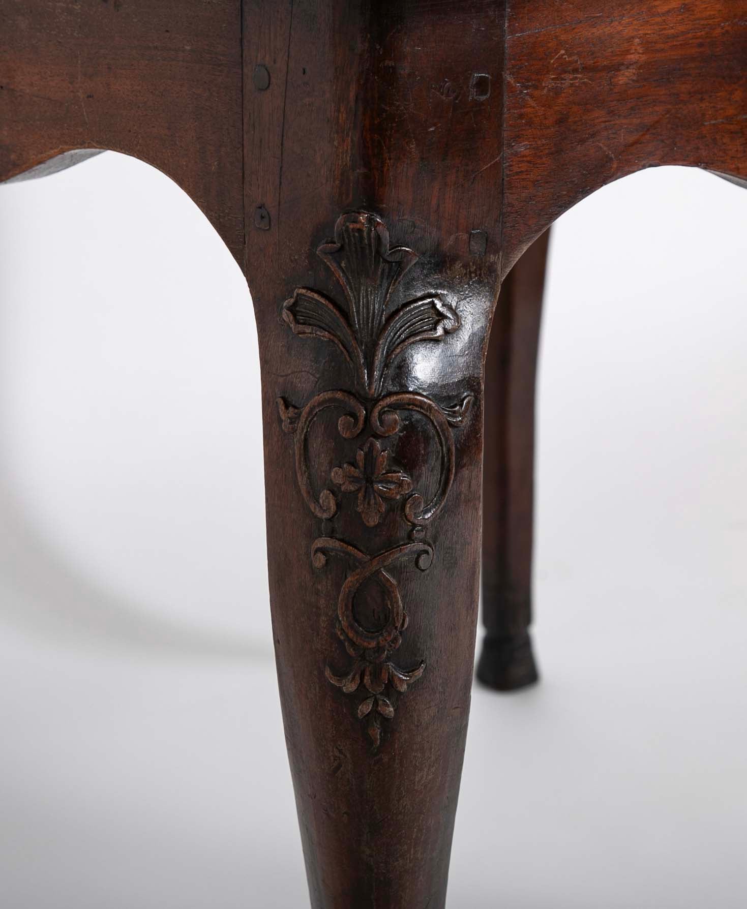 Louis XV Games Table with Four Drawers in Walnut with Cabriole Covered Legs