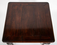 Louis XV Games Table with Four Drawers in Walnut with Cabriole Covered Legs