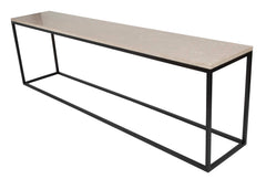 Contemporary American Steel Console Table with Fossilized Stone Top