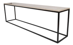 Contemporary American Steel Console Table with Fossilized Stone Top