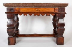 Oland Stone Top on Oak Wood Table Base