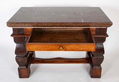 Oland Stone Top on Oak Wood Table Base