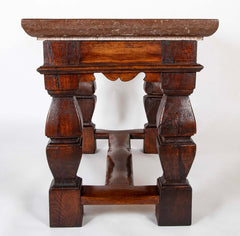 Oland Stone Top on Oak Wood Table Base