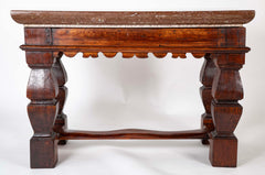 Oland Stone Top on Oak Wood Table Base