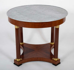 19th Century French Empire Marble Top Mahogany Center Table