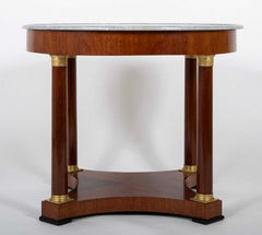 19th Century French Empire Marble Top Mahogany Center Table