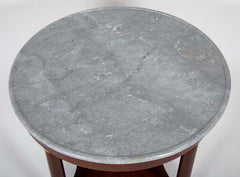 19th Century French Empire Marble Top Mahogany Center Table