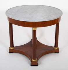 19th Century French Empire Marble Top Mahogany Center Table
