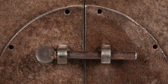 A Jim Rose Steel Cabinet with Tab Handles on Two Doors