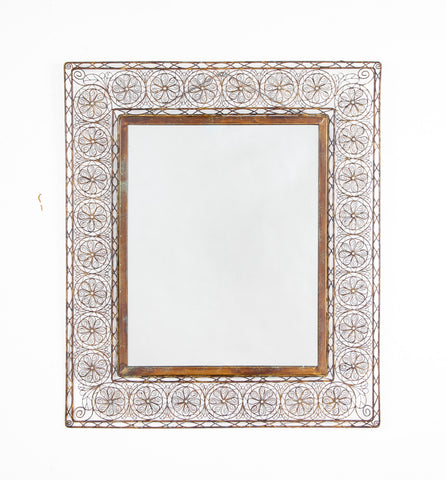 Anglo - Indian Open Work Bronze Framed Mirror