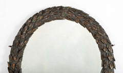 19th Century Carved & Painted Wreath Form Mirror