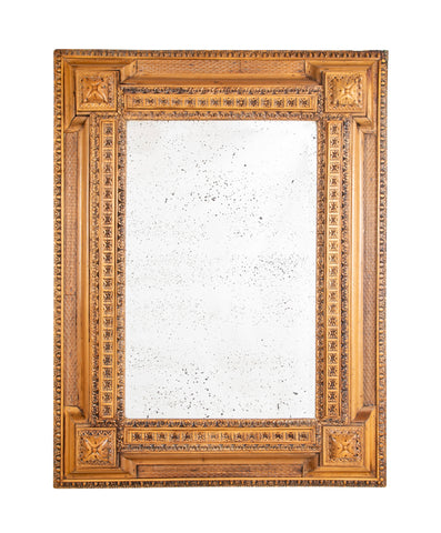 19th Century Baroque Carved Pine Mirror in the Dutch Tradition