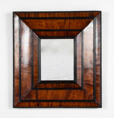 18th Century French Convex Mirror in Olive Wood Frame