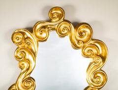 Jean Boggio ''Les Vagues'' Gold Plaster Mirror for Les Heritiers