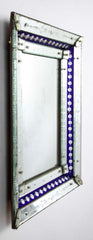 Early 20th Century Mirror in Cobalt & Clear Etched Mirrored Frame