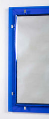 Max Ingrand for Fontana Arte Mirror with Blue Beveled Glass Frame
