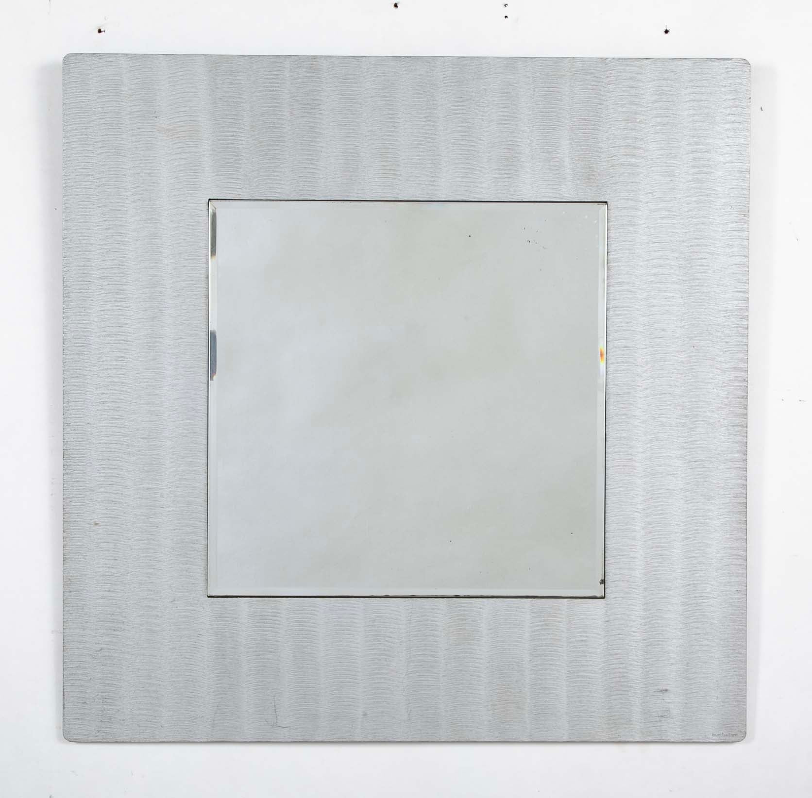 Lorenzo Burchiellaro (1933–2017)  Striae Aluminum Frame Mirror, c. 1970  Signed