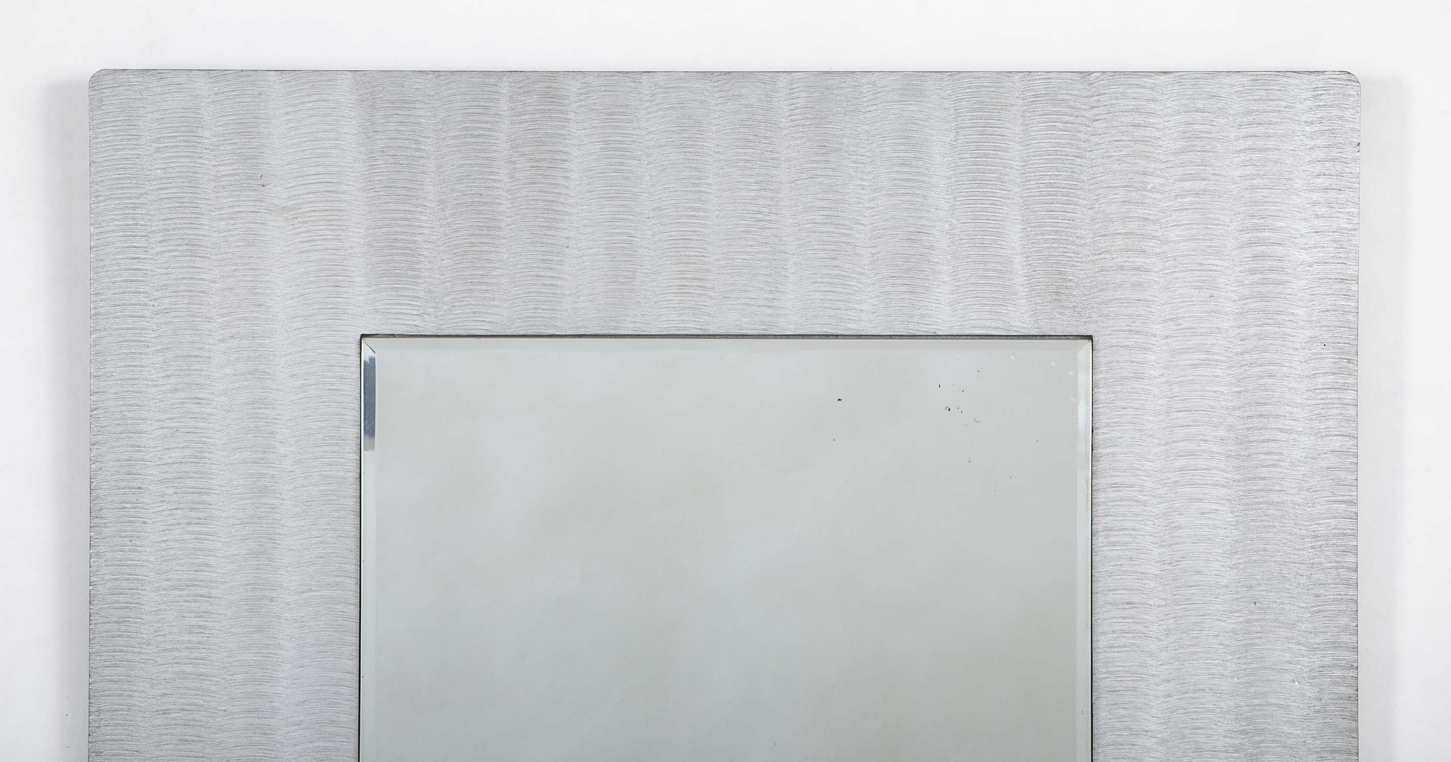 Lorenzo Burchiellaro (1933–2017)  Striae Aluminum Frame Mirror, c. 1970  Signed