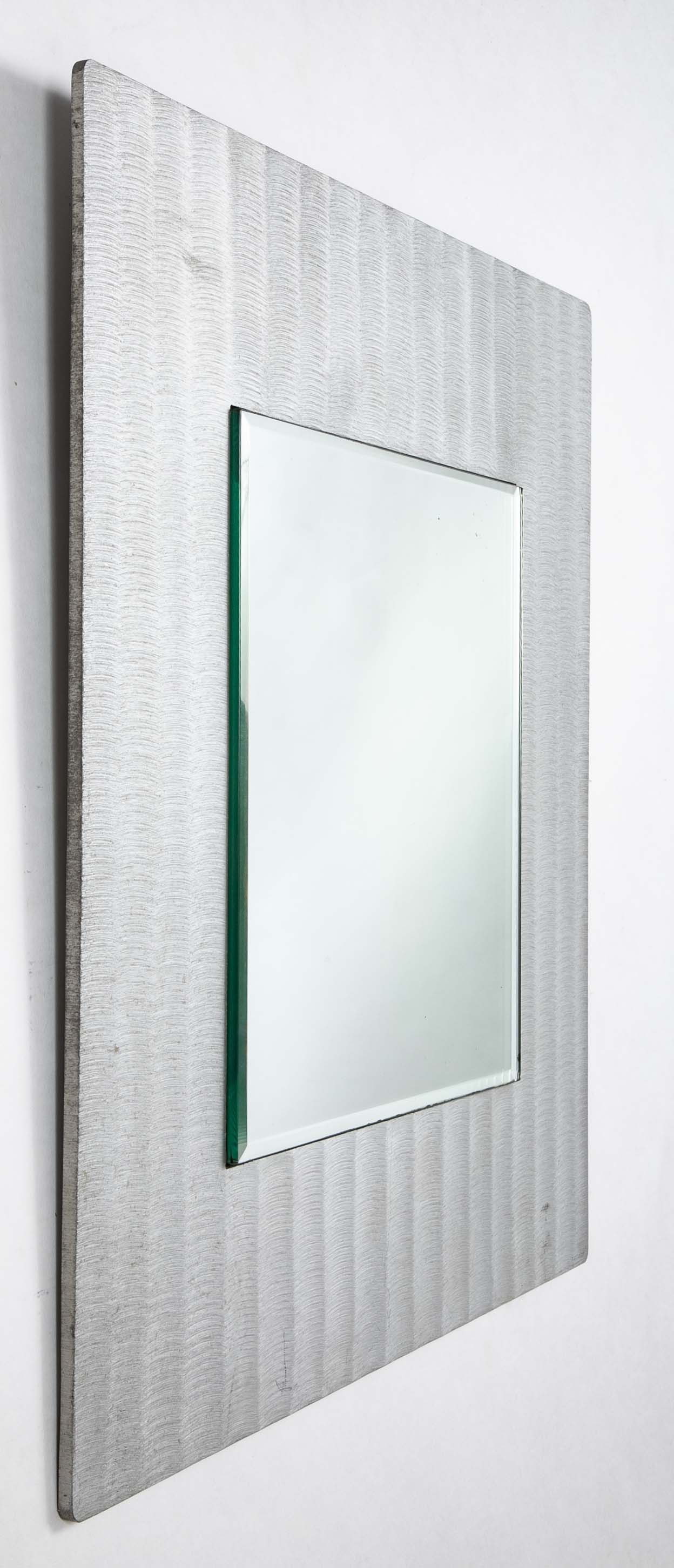 Lorenzo Burchiellaro (1933–2017)  Striae Aluminum Frame Mirror, c. 1970  Signed