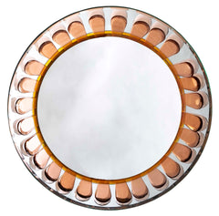 A Round Mirror with Painted Metal Petal Decor by Max Ingrand