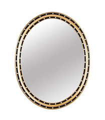 An Irish Ebonized & Parcel Gilt Oval Mirror with Faceted Bead Decoration