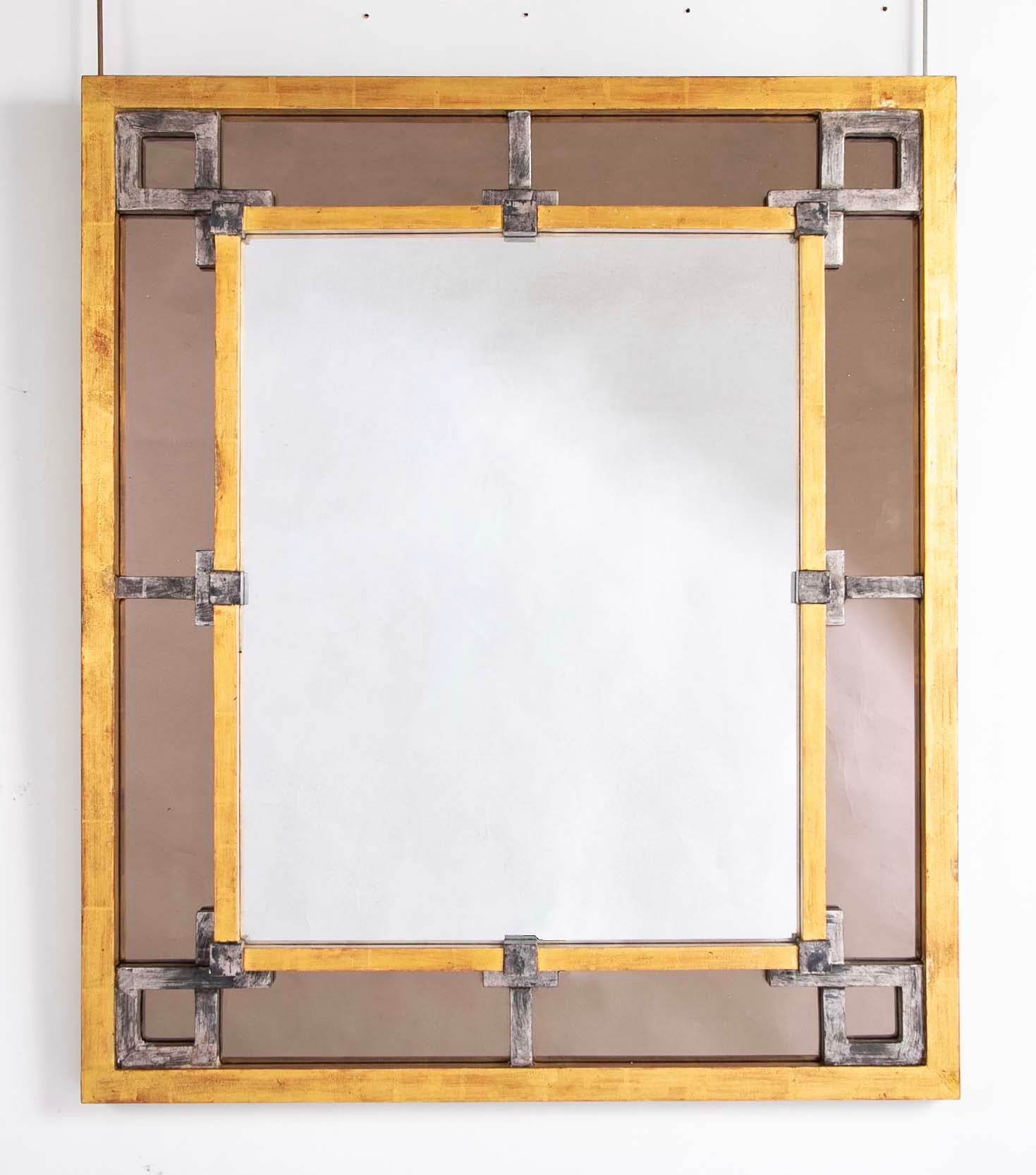Silvered & Giltwood Geometric Design Mirror