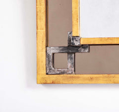 Silvered & Giltwood Geometric Design Mirror