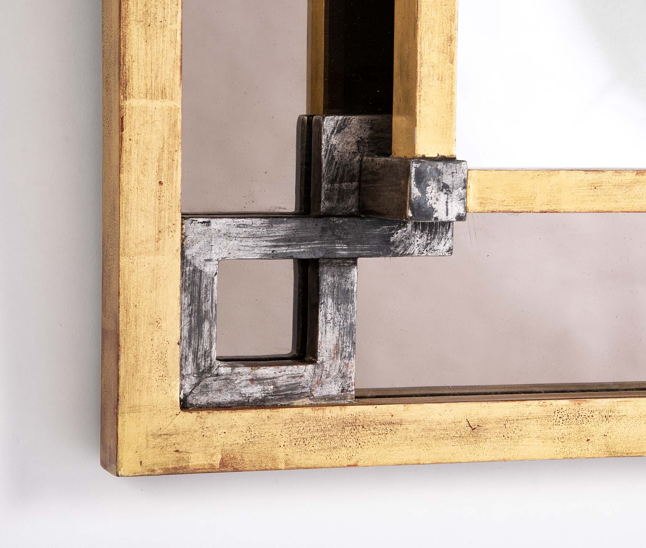 Silvered & Giltwood Geometric Design Mirror