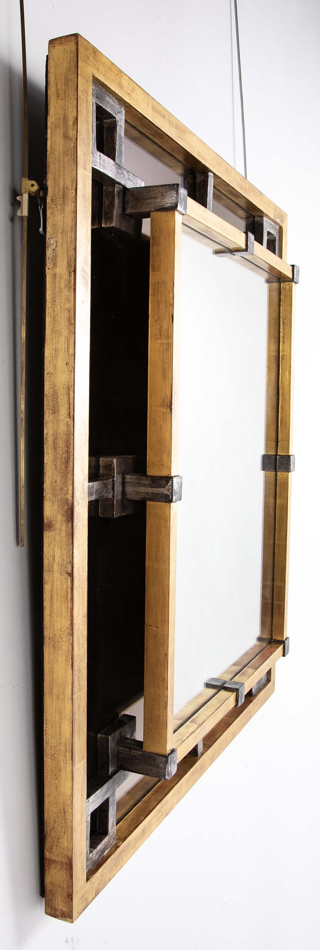 Silvered & Giltwood Geometric Design Mirror