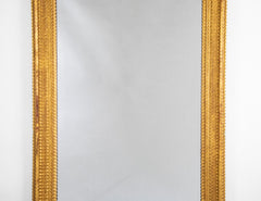 An Old French Glass Mirror with Gilt Wood Frame