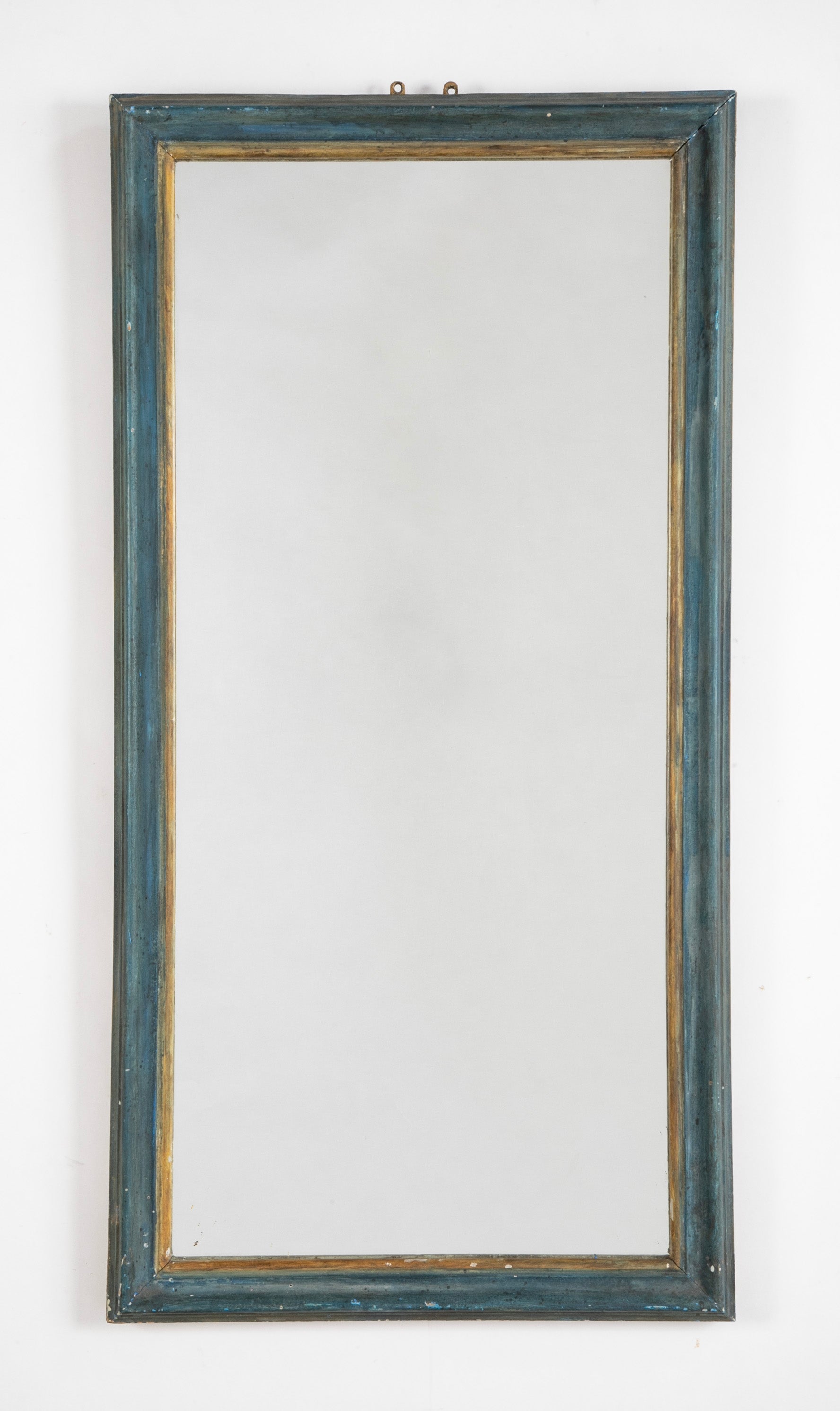An Early 19th Century French Mirror with Blue Painted & Gilt Frame