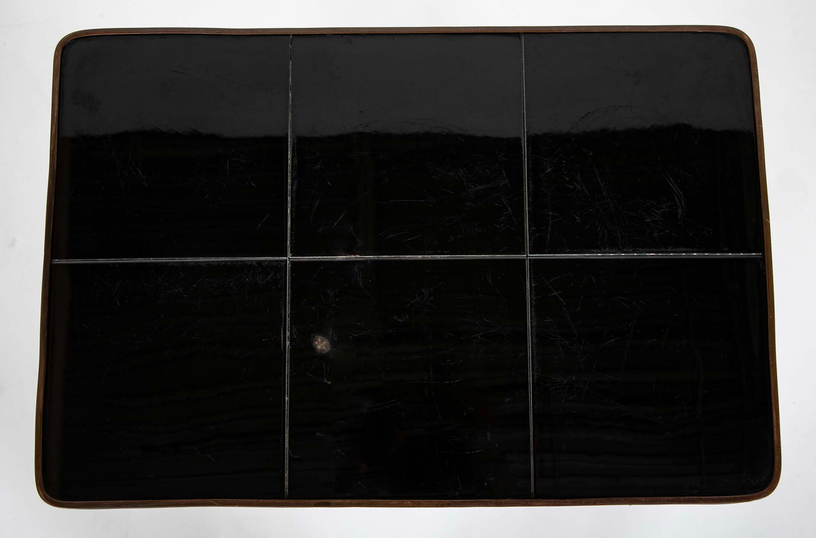 Two Nesting Tables in Curule Formed Metal by Jacques Adnet