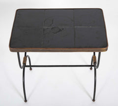 Two Nesting Tables in Curule Formed Metal by Jacques Adnet