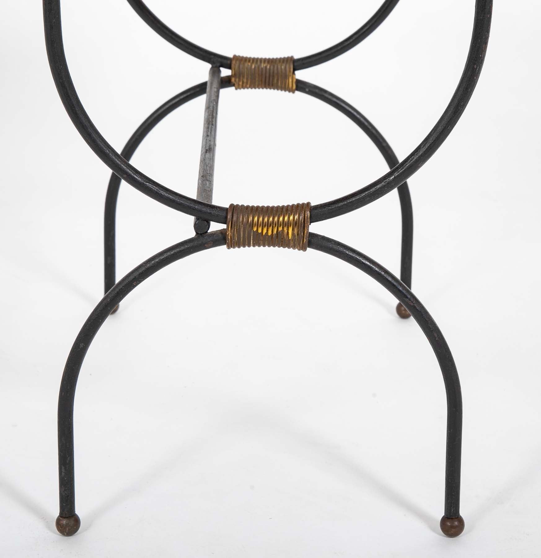 Two Nesting Tables in Curule Formed Metal by Jacques Adnet