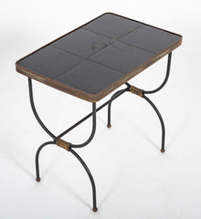 Two Nesting Tables in Curule Formed Metal by Jacques Adnet