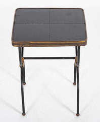 Two Nesting Tables in Curule Formed Metal by Jacques Adnet