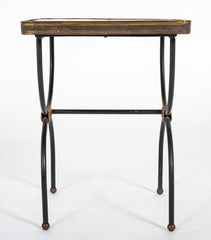 Two Nesting Tables in Curule Formed Metal by Jacques Adnet