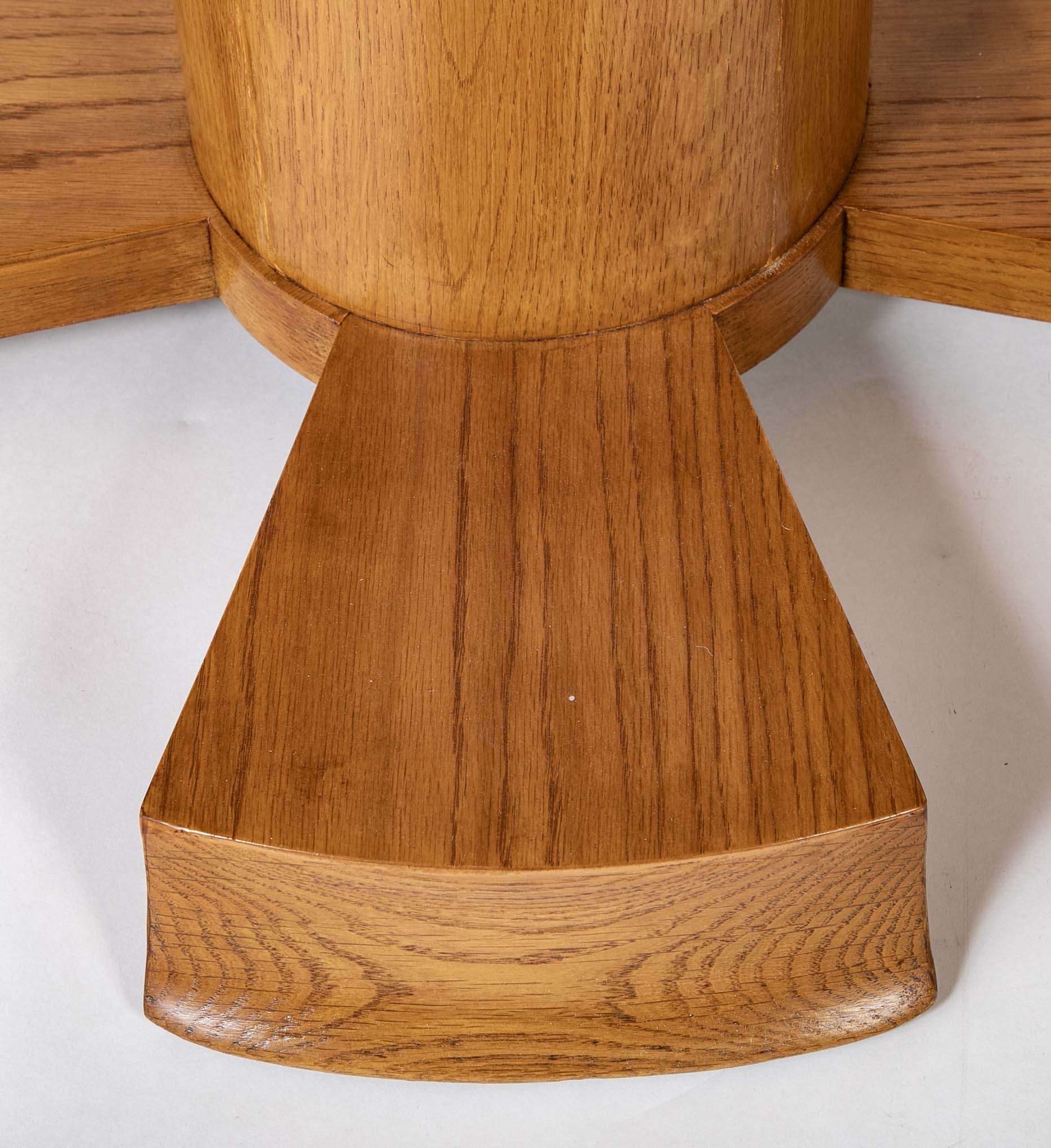 A Oak Expandable Dining Table In The Manner of Jules Leleu