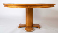 A Oak Expandable Dining Table In The Manner of Jules Leleu