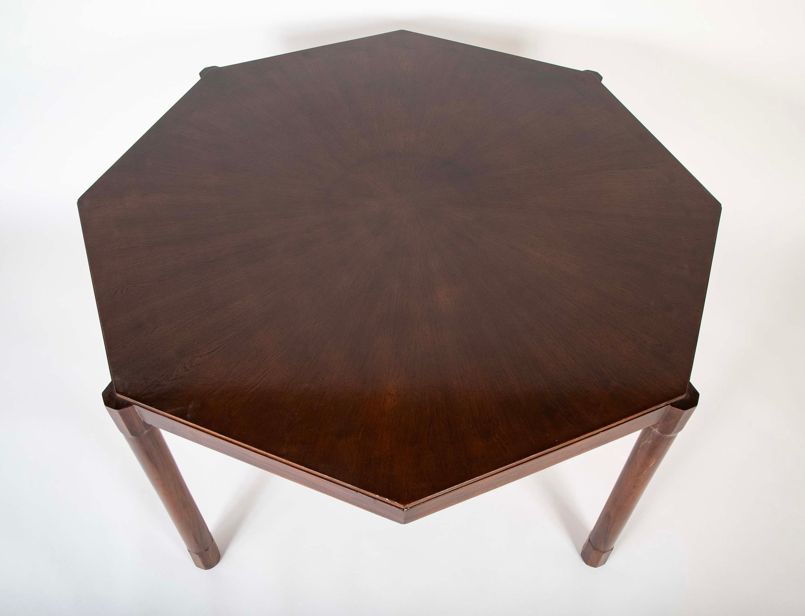 An Octagonal Walnut Table Produced by Fratelli Proserpio Italy