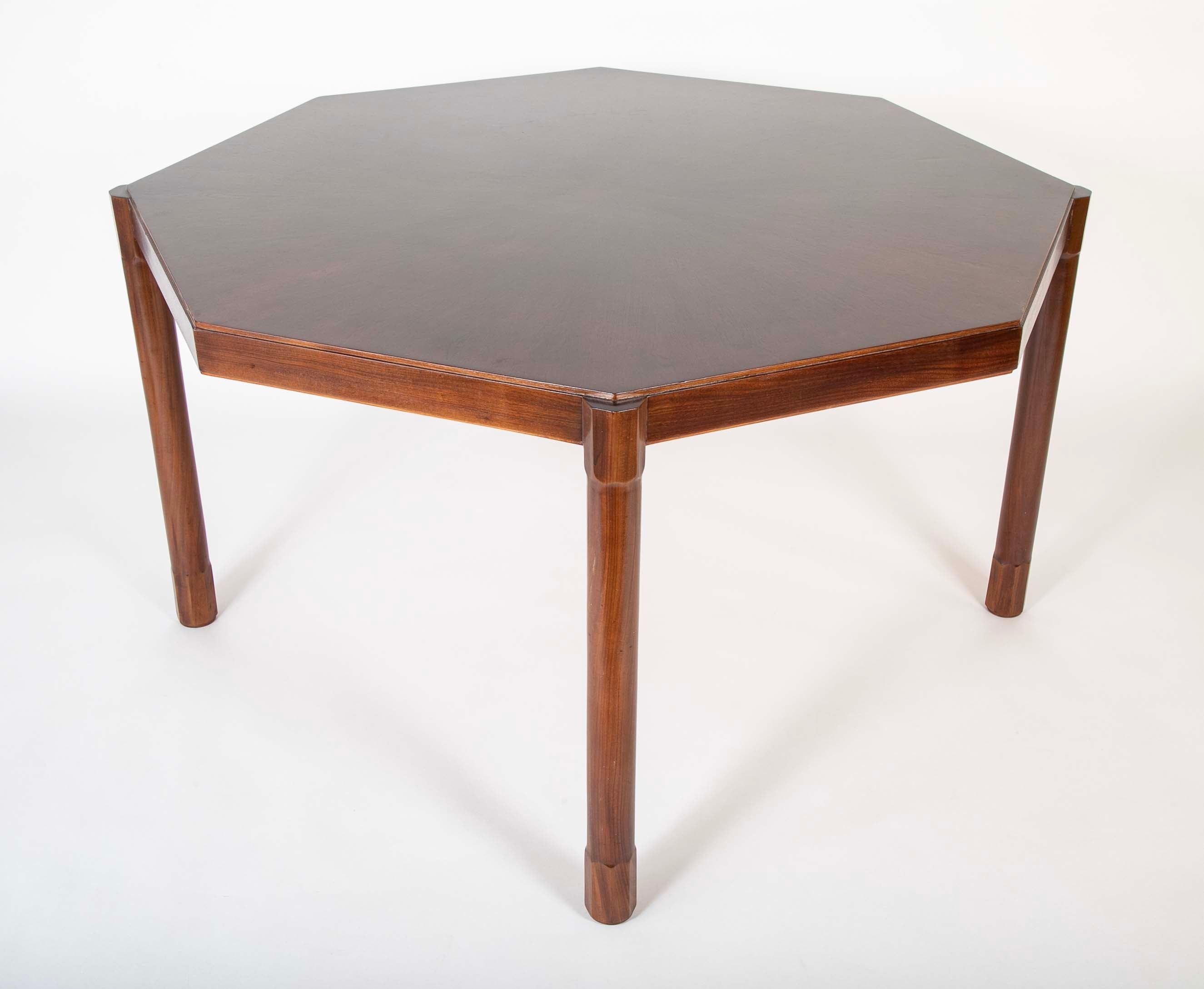 An Octagonal Walnut Table Produced by Fratelli Proserpio Italy