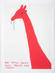 David Shrigley (b.1968) Print of Giraffe "He Will Only Eat Squid Ink Pasta"