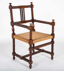 Pair of Turned Wood Arm Chairs In The Manner of Charles Du